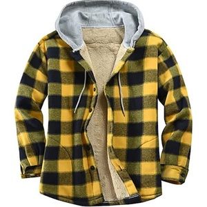 Mens plaid navy/yellow Shacket nwot